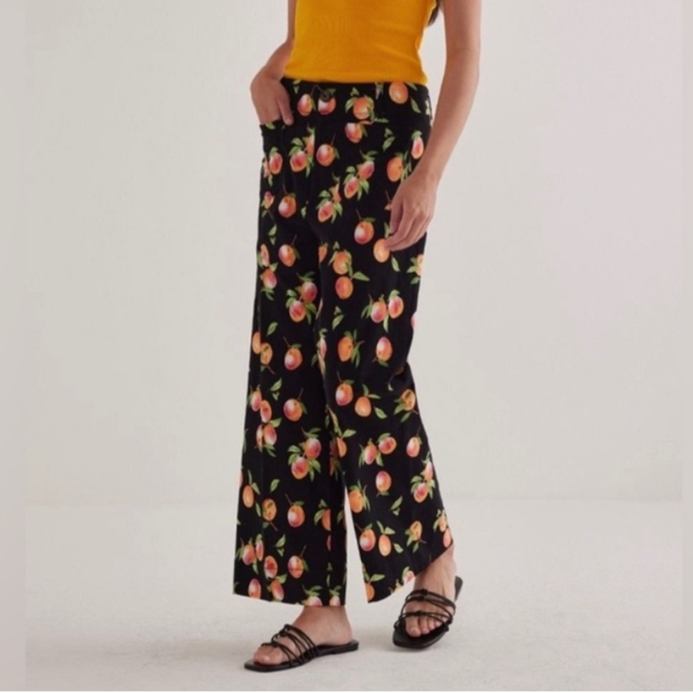 Maeve The Colette Cropped Wide Leg Pants || peach pattern || NWT || size 33 - Picture 2 of 8